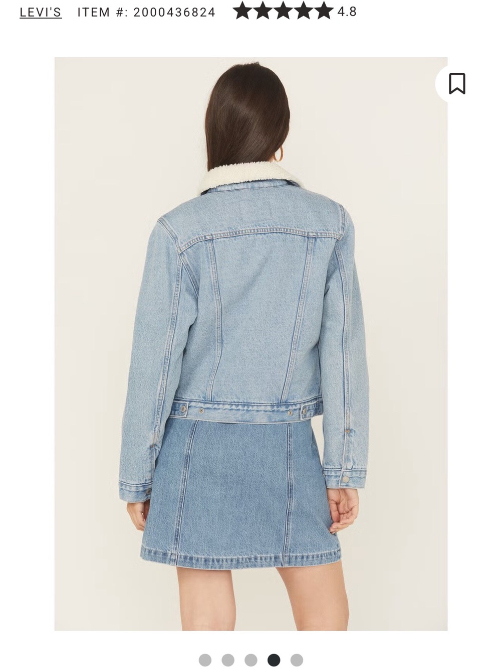 Levi's Light Blue Denim Jacket with Cream Sherpa Collar - Picture 2 of 4